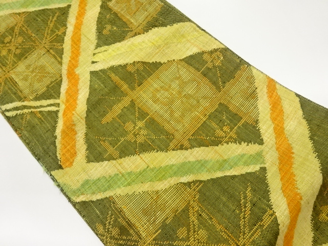 JAPANESE NAGOYA OBI / MAWATA TSUMUGI / WOVEN ABSTRACT & GEOMETRIC